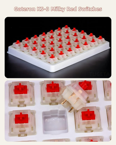 Gateron Milky Red Switches for Mechanical Keyboard, Silent Tactile 5 Pin Milky Yellow Linear Switches 45gf