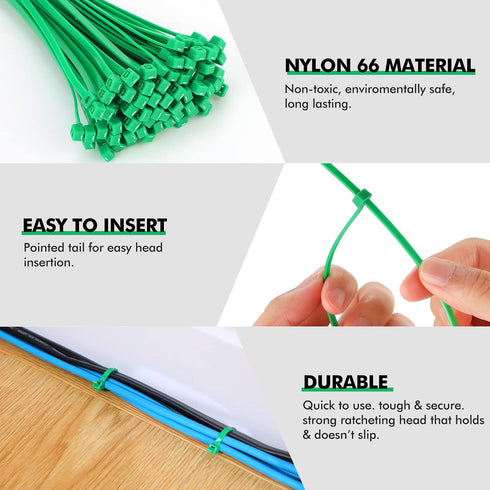 Shappy 50 Pcs Heavy Duty Zip Ties, Strong Large Cable Wire Ties for Bundling Crops and Water Pipes (Green, 24 Inch)