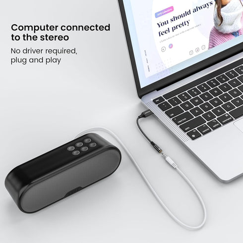 MOSWAG USB to Audio Jack Adapter 0.65Feet, External Sound Card with 3.5mm Aux Stereo Converter for PC Laptop