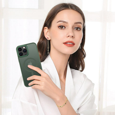 BENTOBEN iPhone 14 Pro Case - Dark Green, Slim Shockproof, Translucent Matte, Compatible with MagSafe, for Men & Women.
