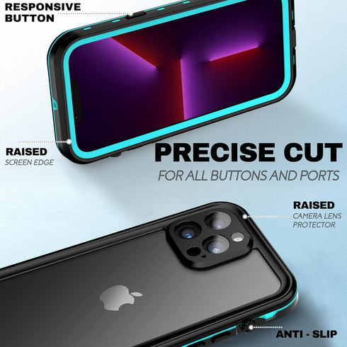 BEASTEK Waterproof Case for iPhone 13 Pro - TRE Series Shockproof Dustproof IP68 with Built-in Screen Protector,