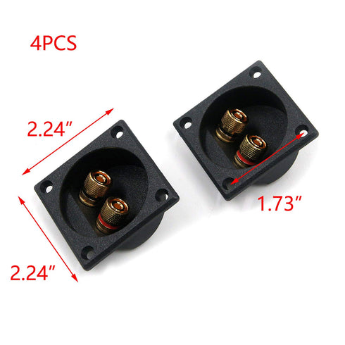 T Tulead Speaker Terminal Cup Wire Connector Cup Square Speaker Cup 2 Way Spring Loaded Jack Pack of 4 with Mounting Screws