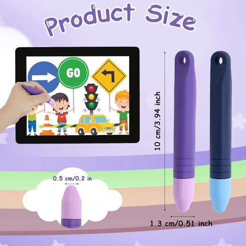 2pcs Kids Stylus Pens, with Lanyards Kids Crayon Stylus Pen for Touchscreen Anti-Slip Rubber Writing Children Stylus for Tablet, Compatible with iPad Android All Touch Screen Devices