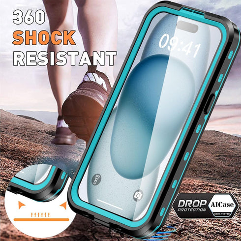 AICase Waterproof Case for iPhone 15 (6.1") with MagSafe, Snowproof Dustproof Shockproof IP68 Full Body Protection