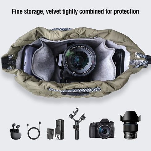 Adorable Drawstring Camera Pouch for Mirrorless Cameras - Black