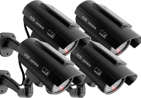 F FINDERS&CO Solar Powered Fake Security Camera, Bullet Dummy Surveillance System with Flashing Lights