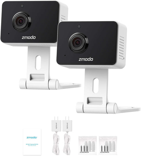 Zmodo 1080p (2 Pack) Mini WiFi Pet Camera Two-Way Audio Smart Home Camera with Night Vision, Compatible with Alexa