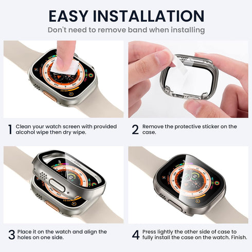 Tensea Waterproof Case for Apple Watch Ultra2/Ultra, 49mm Screen Protector Accessories, Sweatproof Bumper