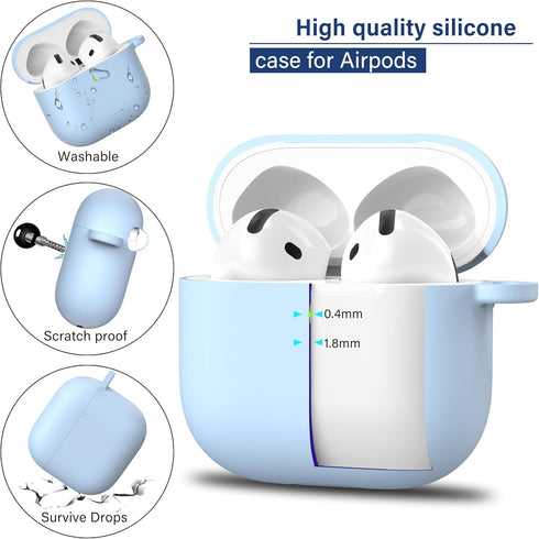 R-fun Airpods 4th Case Cover with Cleaner Kit, Soft Skin Silicone Case with Keychain, Full Protective Case for Men Women
