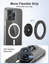 EWA MagOne Ultra Phone Grip Stand - Black, Leather Finger Strap, Removable Magnetic Ring Holder