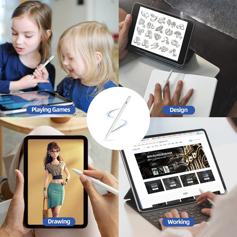 Stylus Pen with Palm Rejection, Tilt Sensitive Pencil for Apple iPad 10th/9th/8th/7th/6th, Pro 11/12.9, Air 5/4/3, Mini