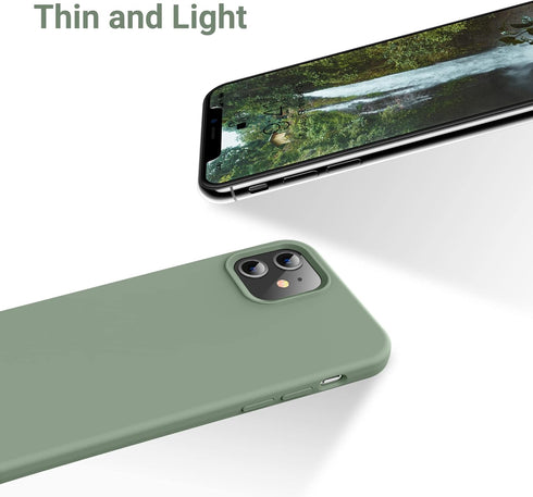 OTOFLY iPhone 12 & 12 Pro Case, Calke Green, Silky Soft Touch Premium Liquid Silicone Full-Body Protective Bumper