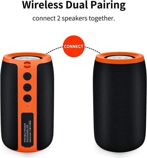 MusiBaby Bluetooth Speaker, Waterproof Wireless Outdoor Portable Speaker with Stereo Sound, Booming Bass, Bluetooth
