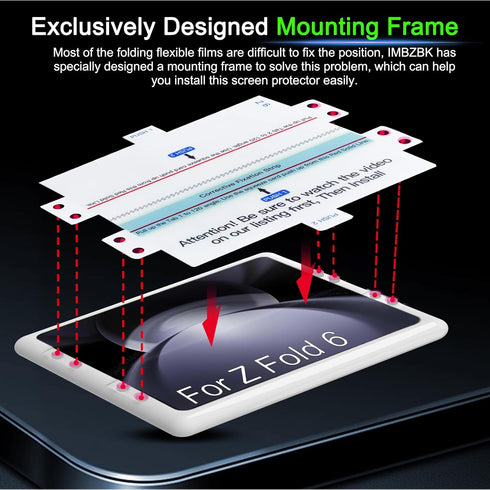 IMBZBK 9 in 1 Screen Protector for Samsung Galaxy Z Fold 6, 3 Pack Inside Flexible Film + 3 Pack Front Tempered Glass