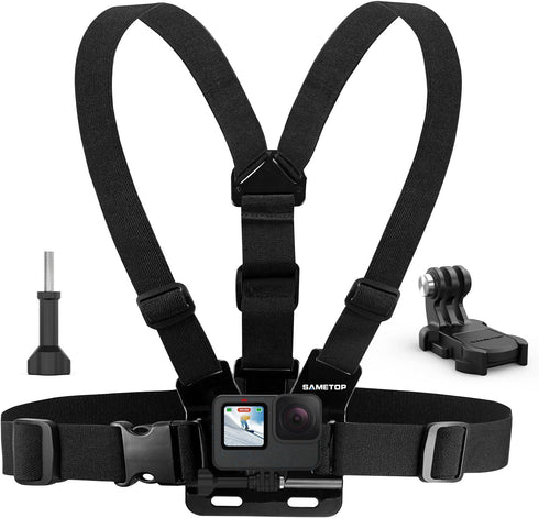 Sametop Chest Mount Strap Harness for GoPro Hero 13, 12, 11, 10, 9, 8, 7, 6, 5, 4, 3+, 3, 2, 1, Max, AKASO, DJI Osmo