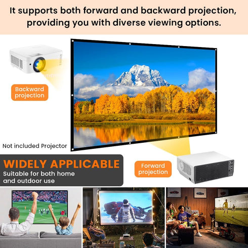 StepOK 16:9 60"|72"|84"|100"|120"|150" (84 inch Projector Screen, White Projector Screen, No Crease Home Theater