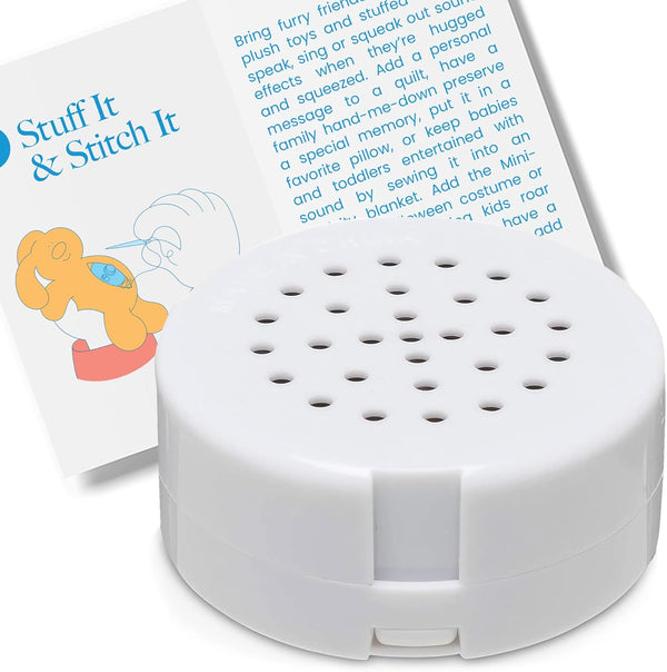 VOICEGIFT Mini-Me, 60-Second Multi-Message Audio Recorder for Plush Toys, Quilts, Pillow, Crafts, Playful