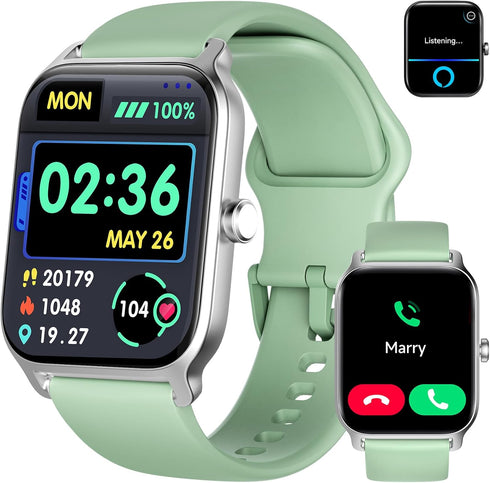 Smart Watches for Men/Women, 1.8'' Alexa Built-in Fitness Tracker Watch with Bluetooth Calls, IP68 Waterproof, 110