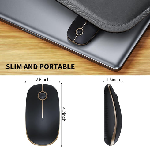 VssoPlor Wireless Mouse, 2.4G Slim Portable Computer Mice with Nano Receiver for Notebook, PC, Laptop, Computer (Black