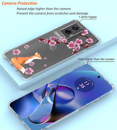for Motorola Moto G Stylus 5G 2024 Case, Clear Cute Flowers Design for Girls, Slim Soft TPU Bumper Shockproof Cover