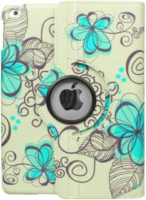 Case for iPad Air 1st Generation Models A1474 A1475 A1476, 360 Rotating Stand with Wake Up/Sleep Function, Art Flower
