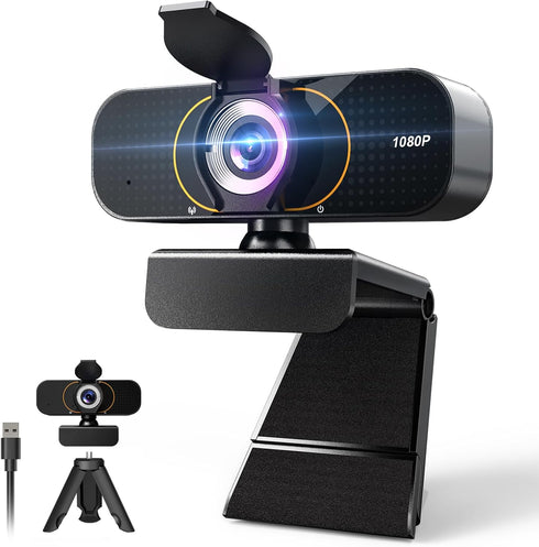 Lusinx 1080P Webcam for Computer, Wide Angle USB C, Plug and Play, Privacy