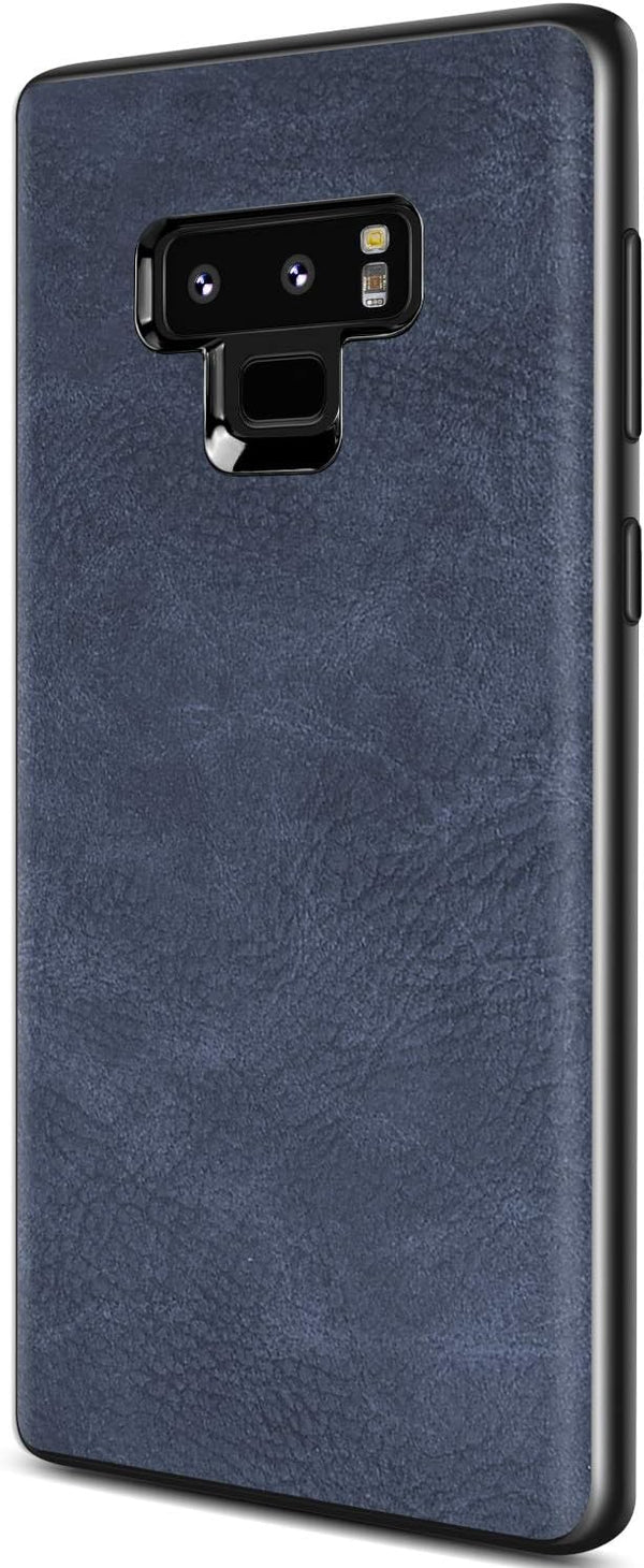 SALAWAT Compatible Galaxy Note 9 Case Slim PU Leather Vintage Shockproof Cover, Lightweight TPU Bumper (Blue)