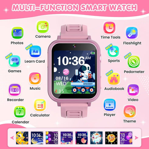 MOFGDNI 39 12/24 3-12 Smart Watch for Kids with Games Touchscreen Camera Video, Music Player, Pedometer, Calculator