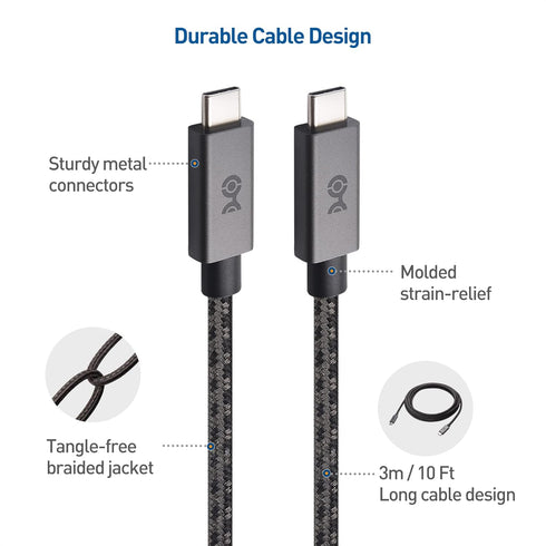 Cable Matters 10 ft Braided USB C Cable, 100W Power Delivery, Fast Charging, 480Mbps Data Transfer, Compatible with