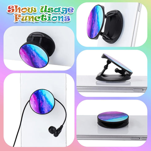 Honoson 9 Pieces Cell Phone Grip Holder, Colorful Collapsible Self-Adhesive Finger Ring for Smartphone and Tablets