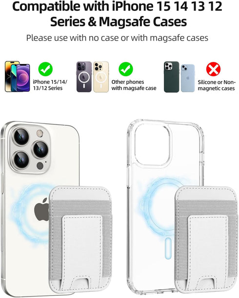 Upgraded Magsafe Wallet, Strongest Magnetic Wallet for iPhone with 2 Card Slots, Vegan Leather, Fits 7 Cards