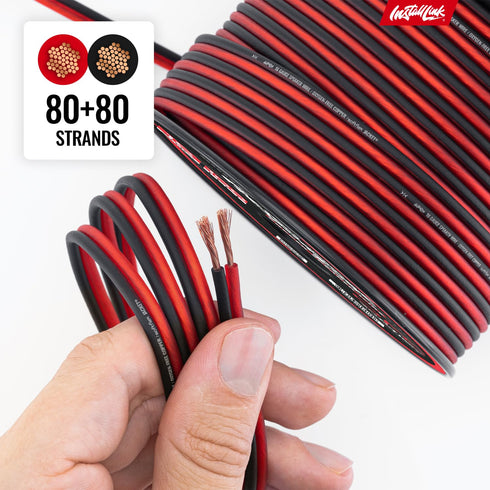 Install Link 16 AWG Gauge Speaker Wire (OFC) Cable for Stereo, Car or Home Theater, 100 Feet