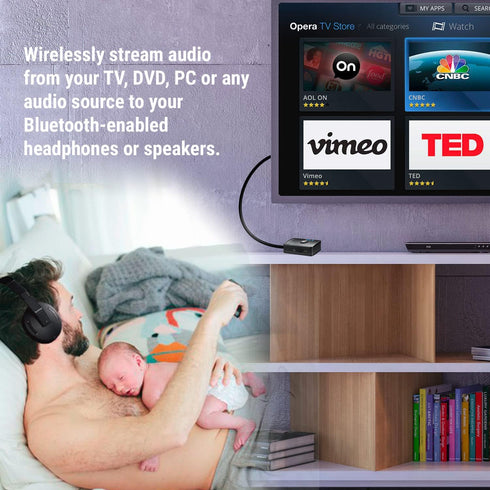 HomeSpot Bluetooth Transmitter for TV Audio, Optical Bluetooth Low Latency Adapter, Digital Dual Stream