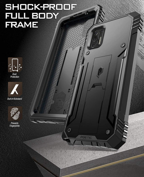 Poetic Revolution Series Case for Moto G Stylus (2021), Full-Body Rugged Dual-Layer Protective Cover with Kickstand,
