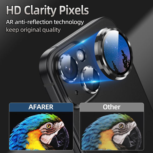 AFARER 2024 Camera Lens Protector for iPhone 15/iPhone 15 Plus, Upgraded 3D Metal Anti-Scratch with 9H Tempered Glass