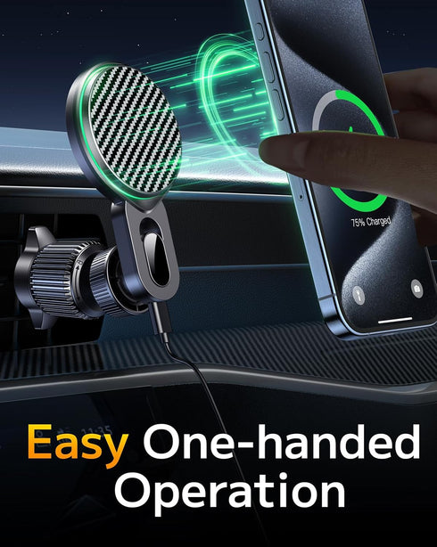 Qifutan 15W Magsafe Car Mount Charger, No Blocking of Air Vent, Wireless Car Charger, Magnetic Phone Holder for Car,