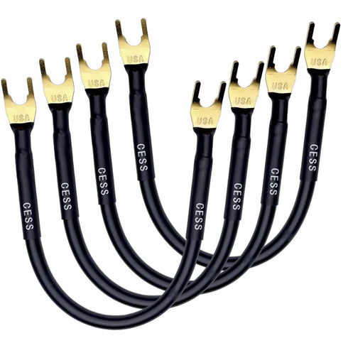 CESS-028L HiFi Premium Speaker Cable Jumpers, 8 Inches, 4 Pack (Large Fork)