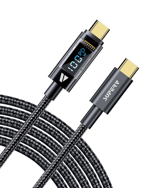 100W HIGH SPEED USB C to USB C Cable, 3.94ft/120cm, 100W Nylon Braided for Fast Charging and Data Transfer
