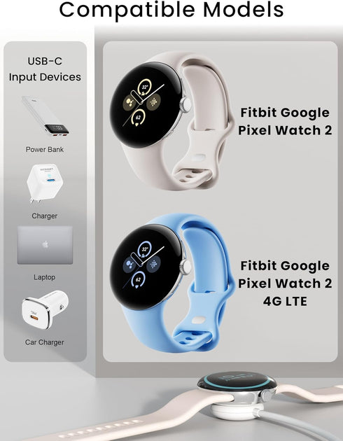 Bicmice Wireless Charger Compatible with Google Pixel Watch 2 Magnetic Charging Cable Stand