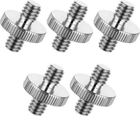 Alrhso 1/4" 1/4" 5 Pack Male to Male Camera Threaded Tripod Screw Adapter Double Head Stud Standard Tripod Adapter