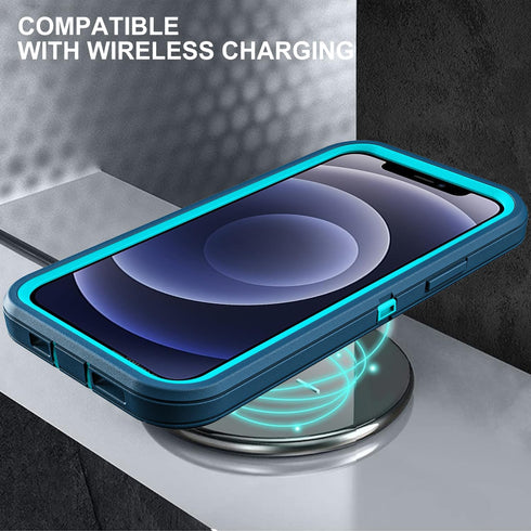 Military Grade 3 in 1 Heavy Duty Case for iPhone 12 Mini, Shockproof/Dust Proof with 2Pcs Tempered Glass Protector