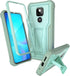 ExoGuard Rubber Shockproof Full-Body Case for Moto G Play 2021, Built-in Screen Protector and Kickstand, Green