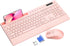 Trueque Pink Keyboard and Mouse Wireless, 2.4G Lag-Free Cute Keyboard Combo with Ergonomic
