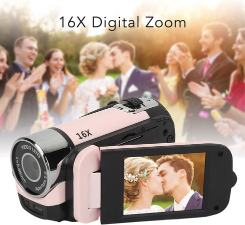 Focket 1080P 16MP 2.4in 16X 1020mAh 32GB Digital Camera, FHD Vlogging Camera with Flip Screen, Digital Zoom, Flash
