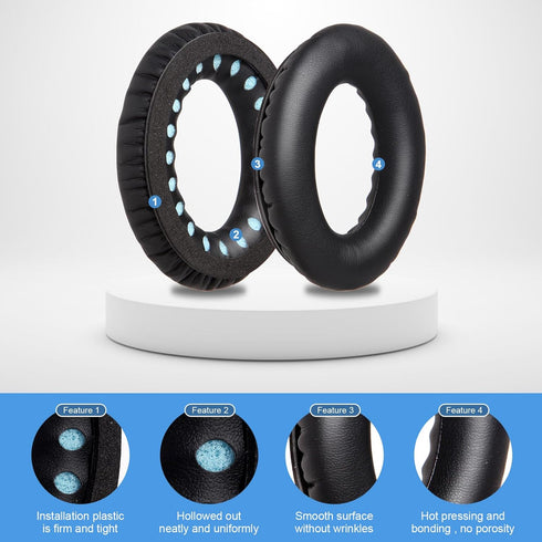 Replacement Earpads Cushions for Bose QuietComfort 35 & 35 II Headphones, Memory Foam, Softer Leather, Noise Isolation