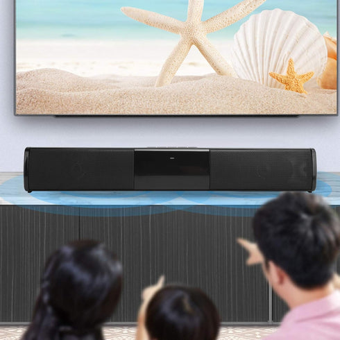 Lazmin112 Wireless Bluetooth Speaker, Long Bar Subwoofer with AUX Connection, FM Radio, 360° Surround Sound