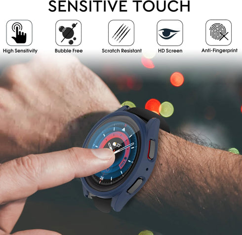12+4 Pack Case for Samsung Galaxy Watch 5 Pro 45mm, Waterproof Hard PC Bumper with Tempered Glass Screen Protector