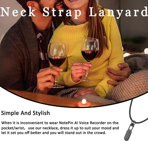 HonLanful Neck Strap Compatible with PLAUD NotePin AI Voice Recorder Necklace Accessories Metal Stainless Steel