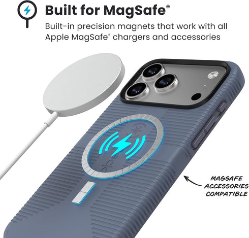 Speck 17 CANDYSHELL Grip +MS Case for iPhone Pro Max - Mystery Blue/Faded Denim | Slim Protective Grip | Drop