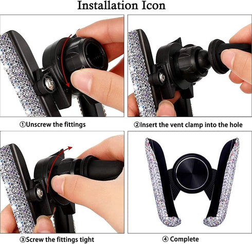 SUNCARACCL Bling Car Phone Holder, 360 Degrees Adjustable Crystal Auto Mount for Dashboard, Windshield, Air Vent